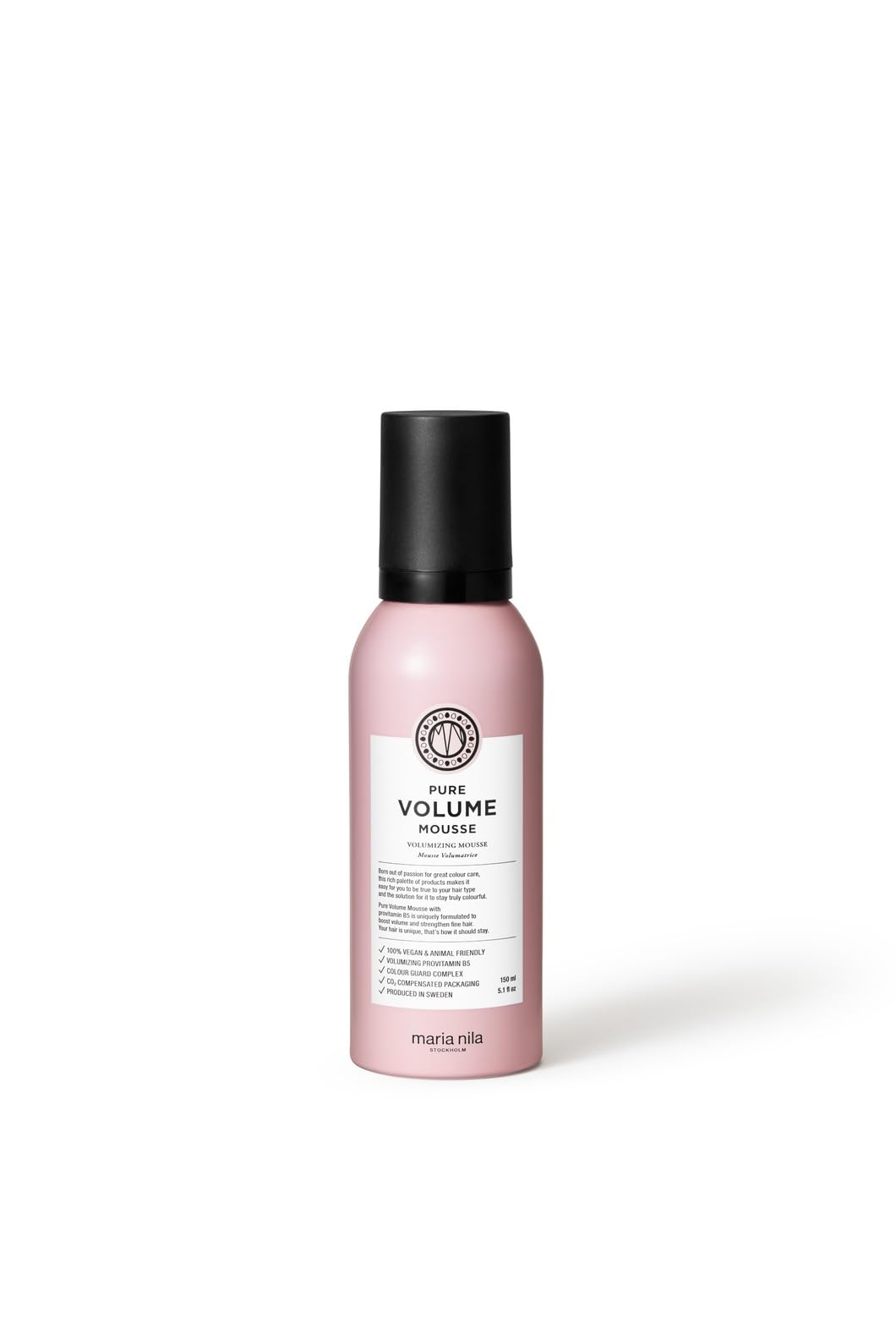White Smoke Maria Nila Pure Volume, Volumizing Mousse for Thicker Hair, Panthenol/Provitamin B5 Gives Volume to Thin & Fine Hair, 100% Vegan & Sulfate/Paraben free, 5.1 Fl Oz