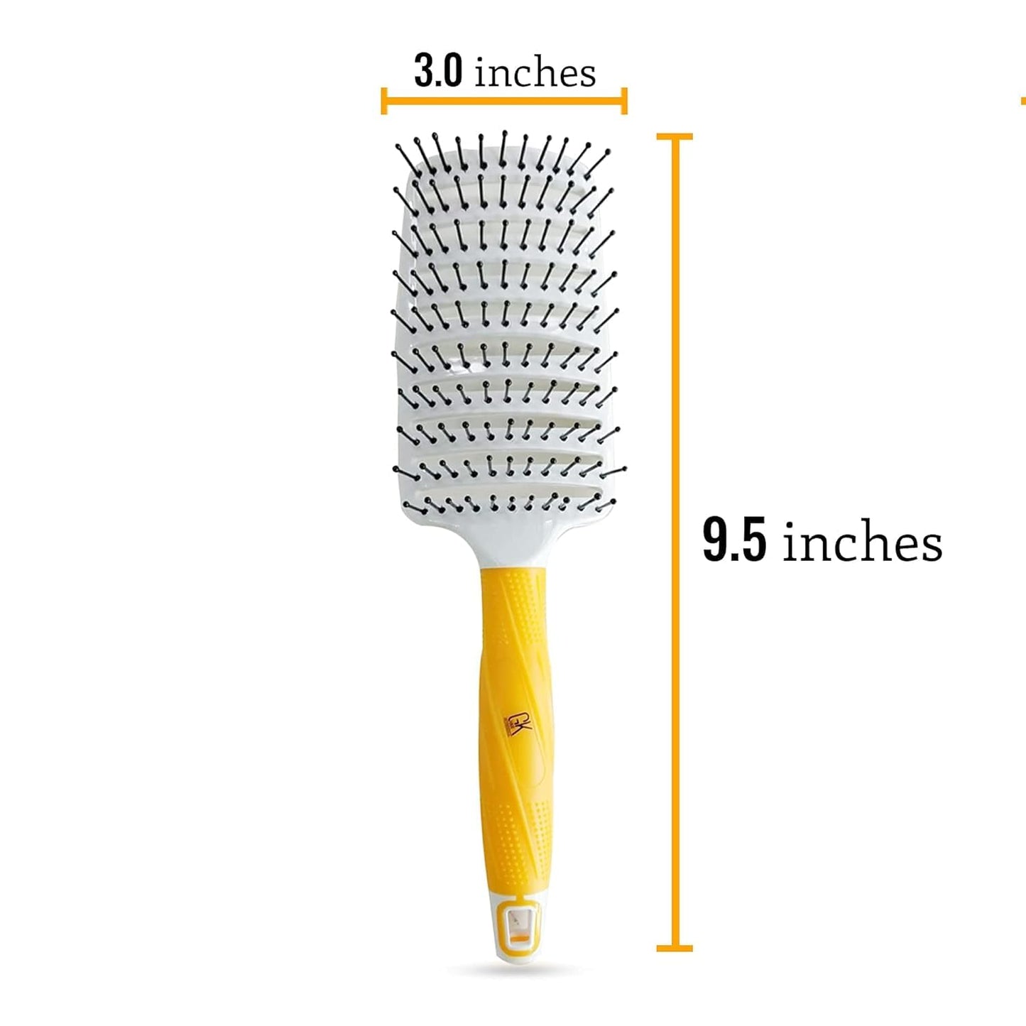 White Smoke GK HAIR Global Keratin Professional Curved Vented Brush 2.5 Inch for Blow Drying Styling Detangling Vent Brush with Pin Bristles & Non Slip Grip for Long Curly Tangled Straight & Thick Hair - Unisex