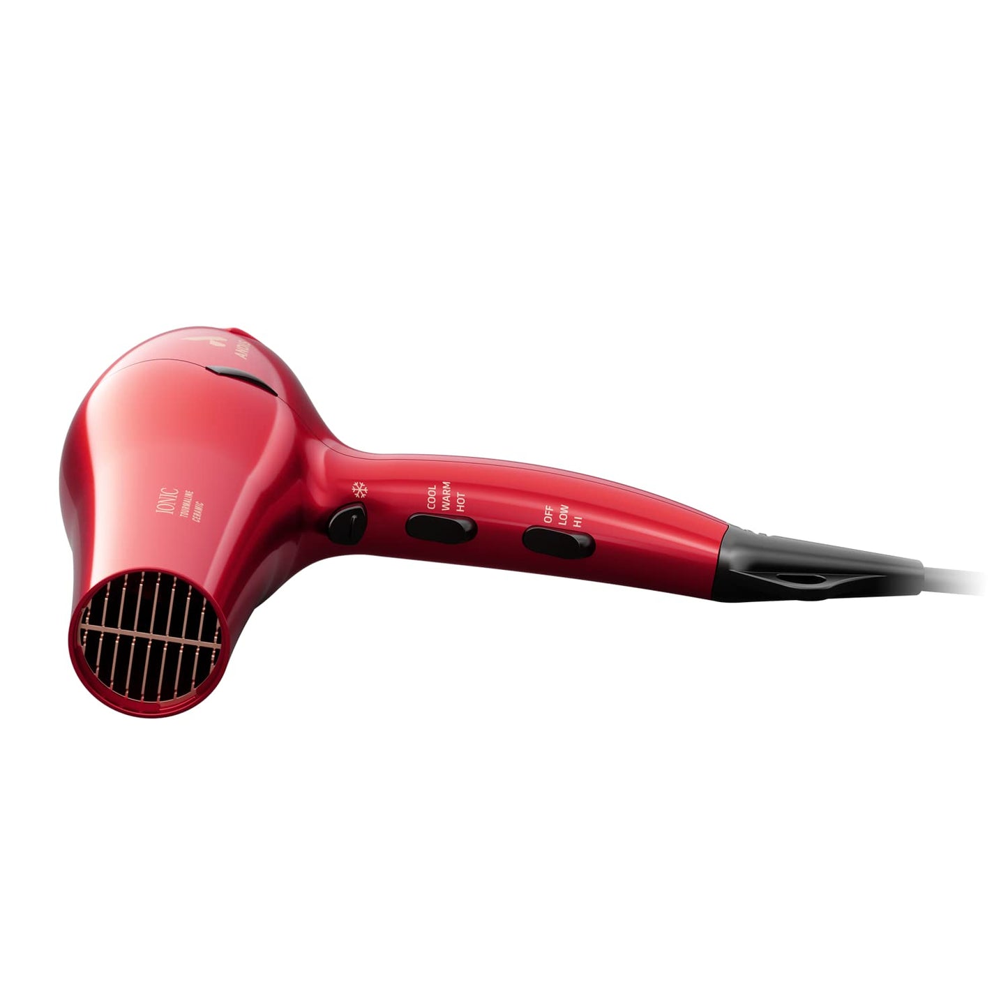 White Smoke Andis 30290 1875-Watt Tourmaline Ceramic Ionic Pro Dry Professional Hair Dryer, 3 Heat Settings & 2 Speed Settings, 2 Dryer Attachments, Lightweight, Fast Dry & Low Noise, Soft Grip, Red