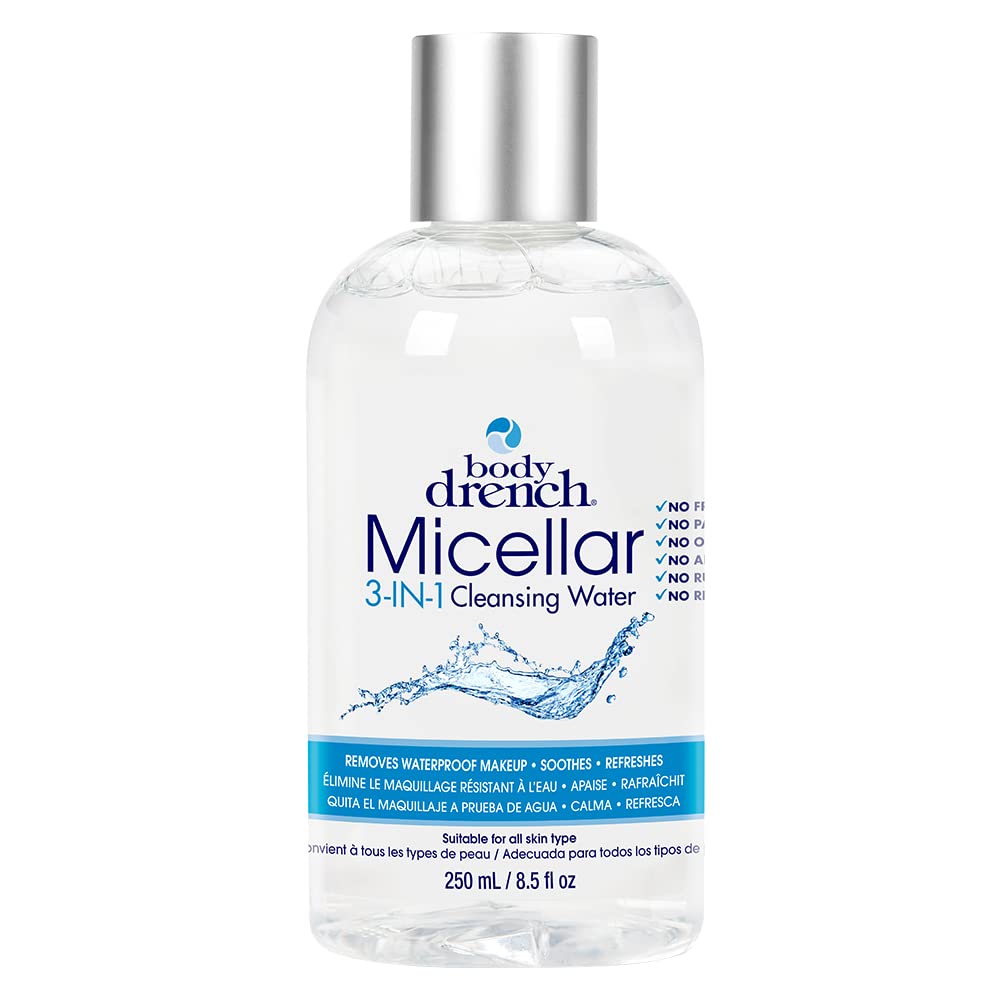 White Smoke Body Drench 3-in-1 Micellar Water Makeup Remover, Facial Cleanser & Hydrating Water for Sensitive Skin, Eye Makeup Remover, 8.5 fl oz
