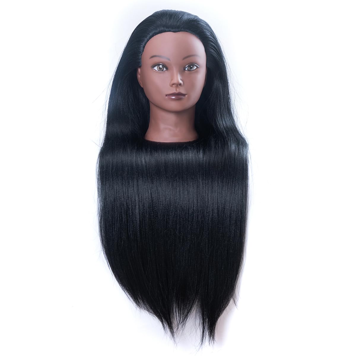 White Smoke Mannequin Head with Hair 26" mannequin doll head styling manikin head Cosmetology Doll Head Multicolored Synthetic Fiber Hair Table Clamp Stand Included)(black YK)