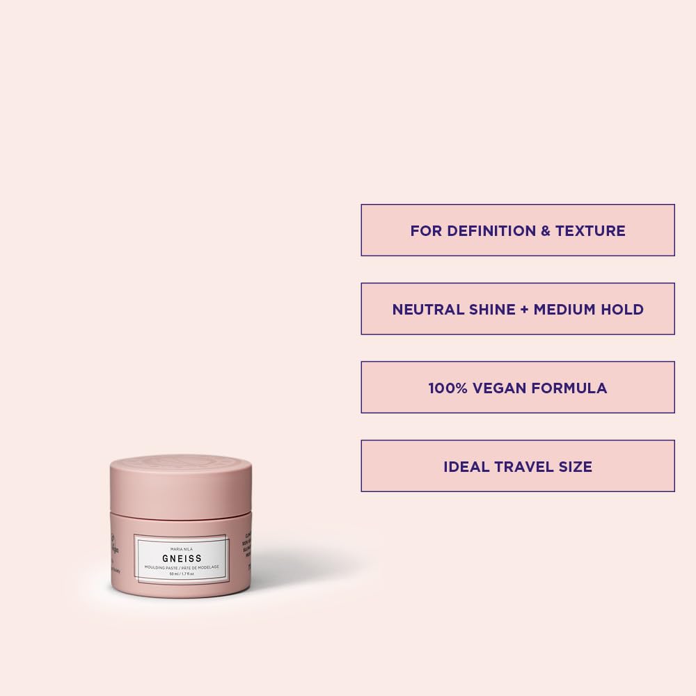 Misty Rose Maria Nila Minerals Gneiss, 1.7 Fl Oz / 50 ml, Hold 3/5, For all Hairstyles, Gives Neutral Shine, Shea Butter prevents dryness, 100% Vegan & Sulfate/Paraben free
