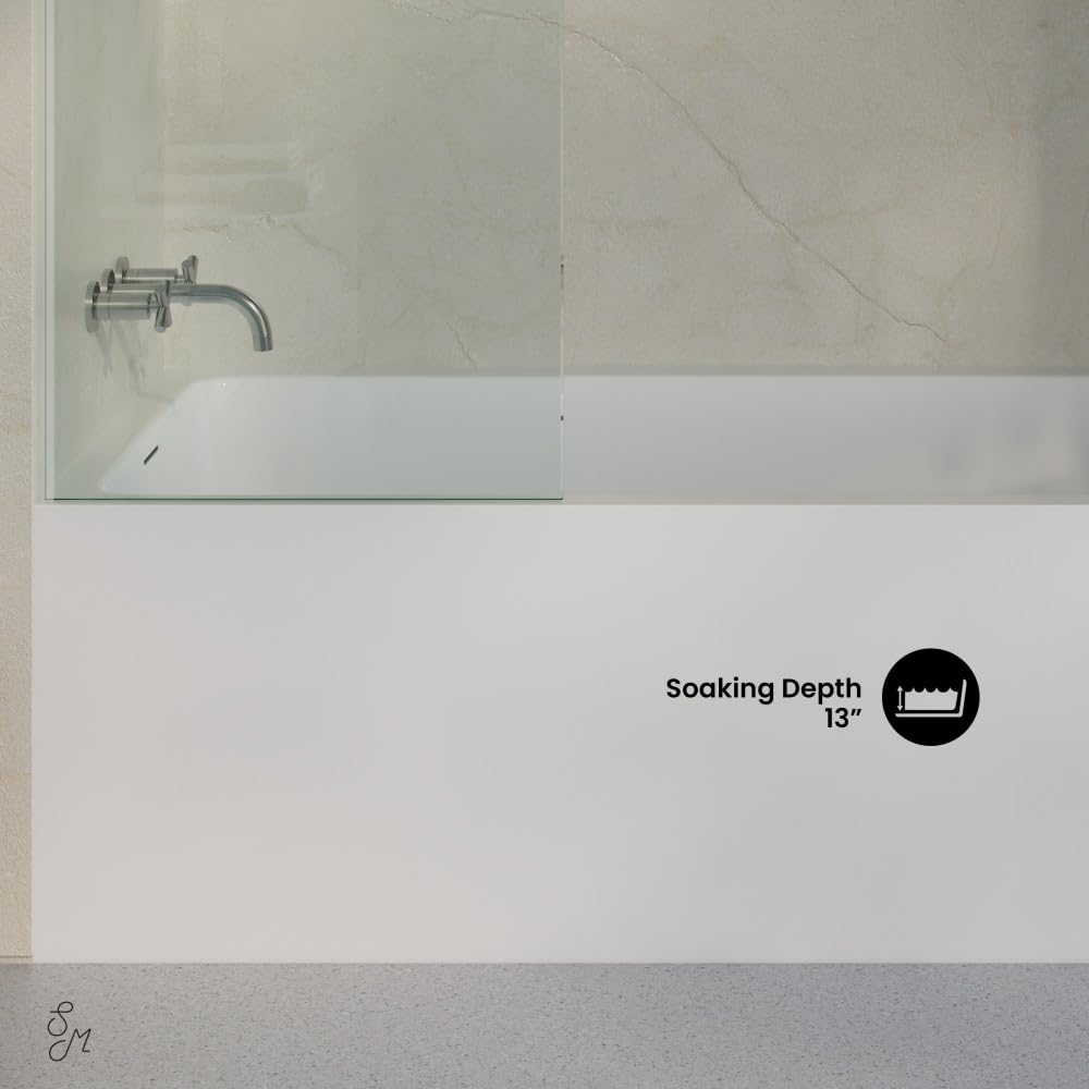 Gray Swiss Madison Voltaire 72 x 36 Skirted Left Drain Soaking Alcove Bathtub in Glossy White, Drain Included