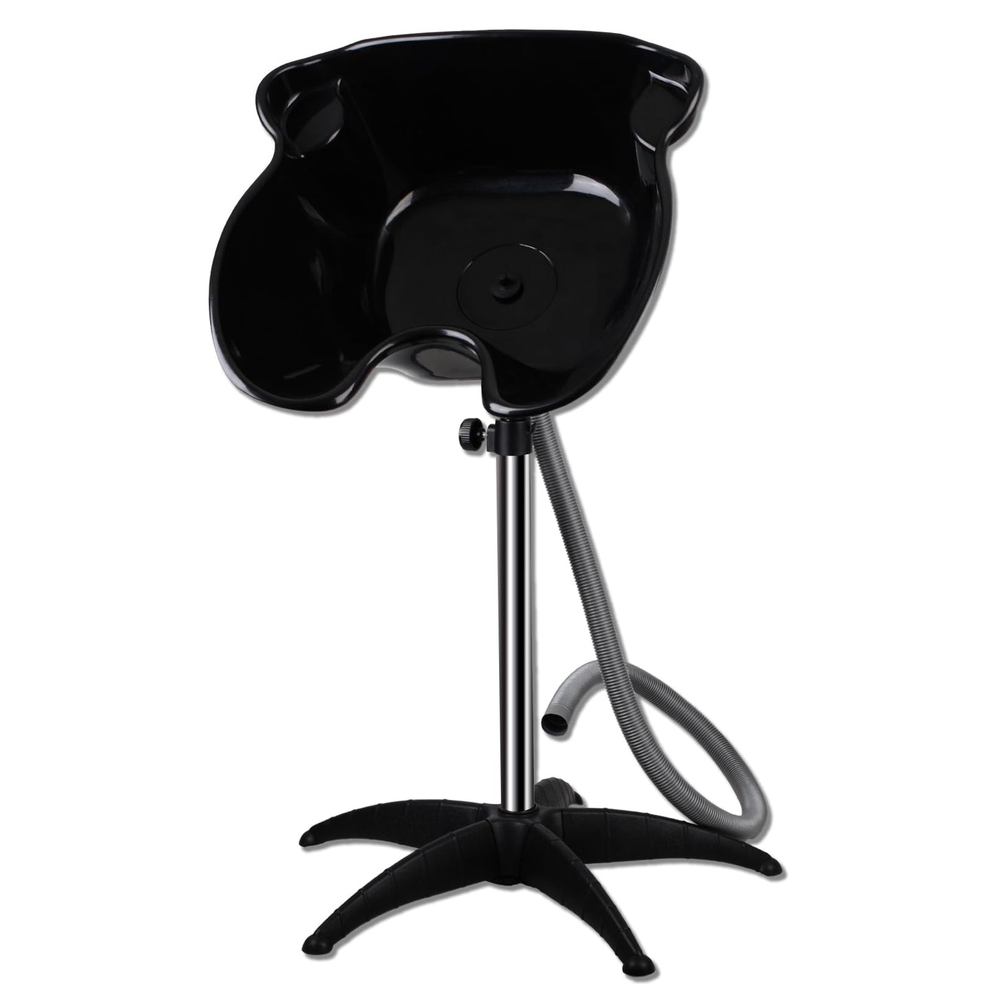 White Smoke Portable Shampoo Bowl, Shampoo Basin Salon Sink with 1.5m Drain Pipe, Height & Angle Adjustable, Standing Deep Shampoo Bowl for Home/Salon Hair Washing and Cutting, Black