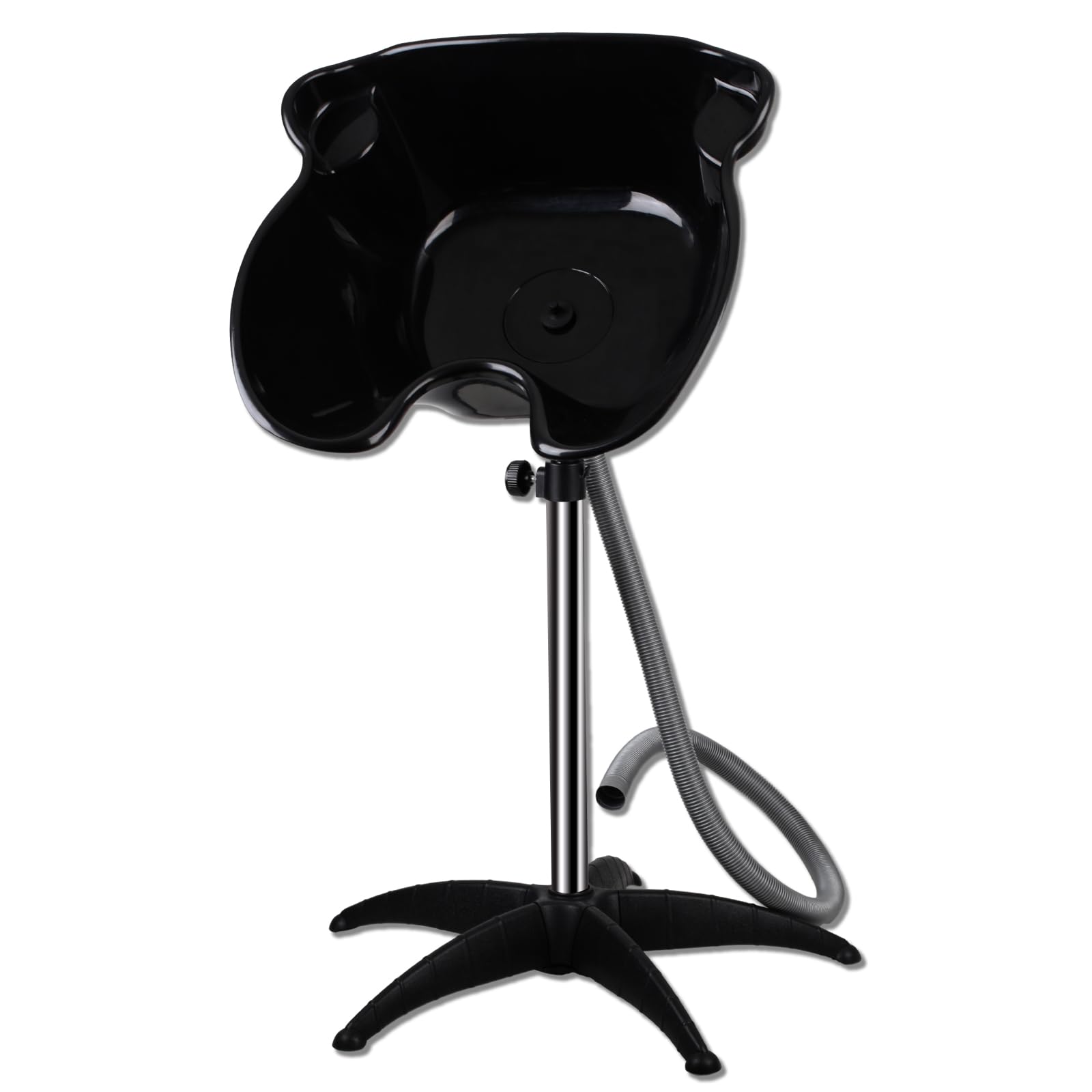 White Smoke Portable Shampoo Bowl, Shampoo Basin Salon Sink with 1.5m Drain Pipe, Height & Angle Adjustable, Standing Deep Shampoo Bowl for Home/Salon Hair Washing and Cutting, Black