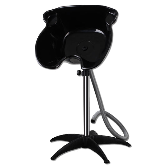 White Smoke Portable Shampoo Bowl, Shampoo Basin Salon Sink with 1.5m Drain Pipe, Height & Angle Adjustable, Standing Deep Shampoo Bowl for Home/Salon Hair Washing and Cutting, Black
