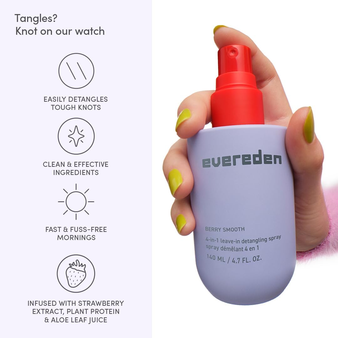 White Smoke Evereden Kids Detangler Spray: 4-in-1 Leave-In Hair Spray | Detangle, Moisturize & Fight Frizz | Easily Tackle Even the Toughest Knots | Clean & Vegan All types of Hair Product for Kids