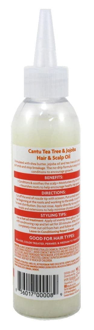 White Smoke Cantu Shea Butter Tea Tree & Jojoba Hair & Scalp Oil 6 Ounce (180ml) (3 Pack)
