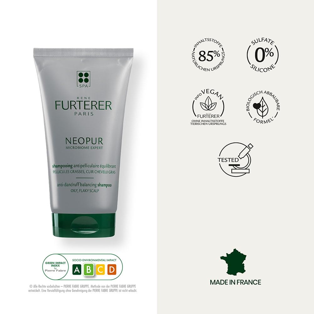 White Smoke Rene Furterer NEOPUR Scalp Balancing Shampoo - For Oily Scalps Prone to Loose Dandruff - With Wild Ginger & Celery Seed - Dermatologist Tested - 5 fl. oz.
