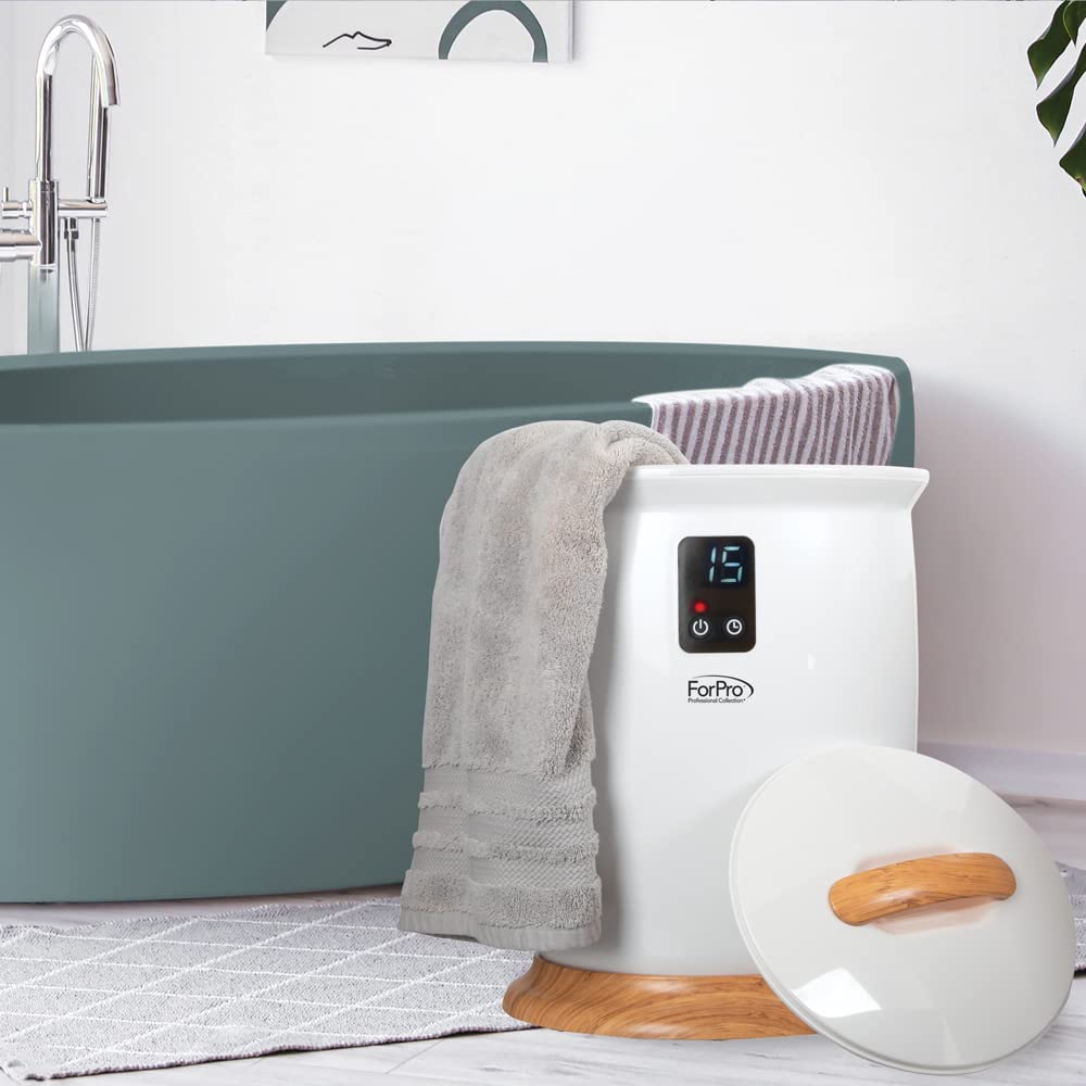 Lavender ForPro Professional Collection Luxury Towel Warmer, Extra Large Bucket-Style Hot Towel Warmer with Auto Shut Off, 4 Timer Settings for Home and Bathroom, White