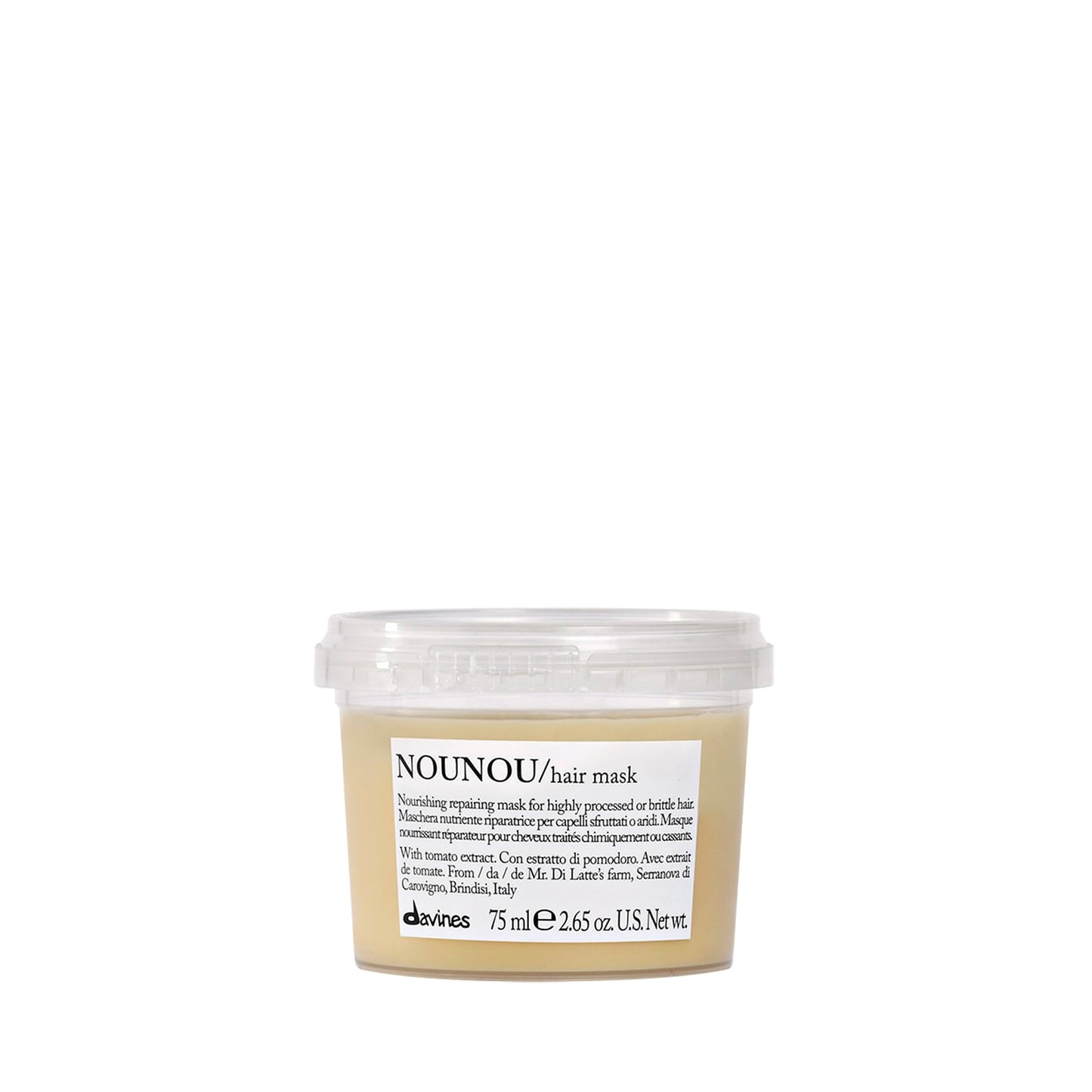 White Smoke Davines NOUNOU Hair Mask, Repairing Untangling Action for Highly-Processed, Chemically Treated, Dry, Damaged or Brittle Hair - Restores Hydration & Body, Travel Size, 2.54 Fl Oz