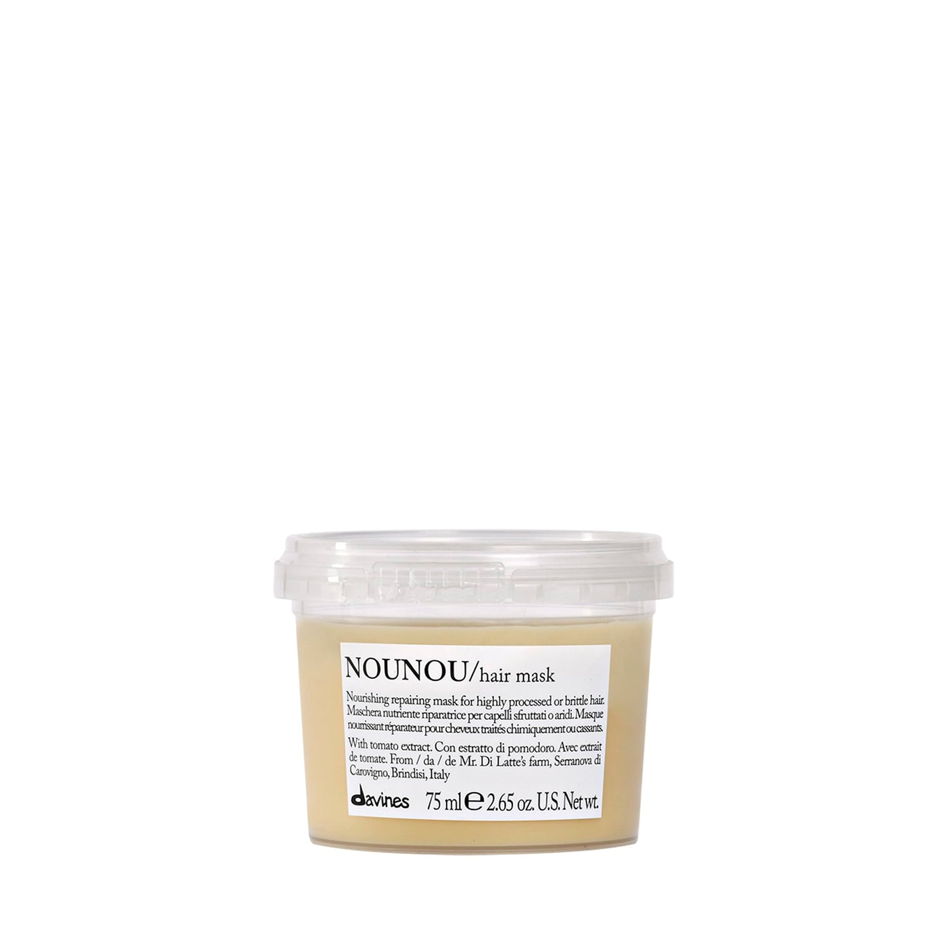 White Smoke Davines NOUNOU Hair Mask, Repairing Untangling Action for Highly-Processed, Chemically Treated, Dry, Damaged or Brittle Hair - Restores Hydration & Body, Travel Size, 2.54 Fl Oz