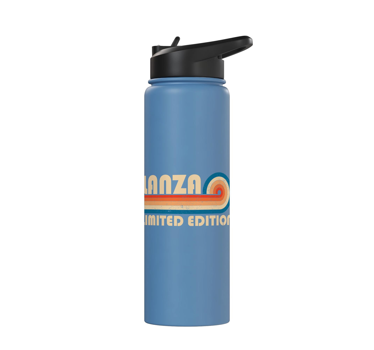 White Smoke LANZA Retro 70s 80s Sunset Stripe Stainless Steel Insulated Water Bottle