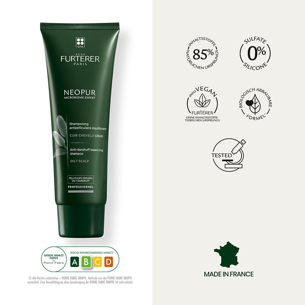 White Smoke Rene Furterer NEOPUR Scalp Balancing Shampoo - For Dry Scalps Prone to Loose Dandruff - With Wild Ginger & Celery Seed - Dermatologist Tested - 5 fl. oz.