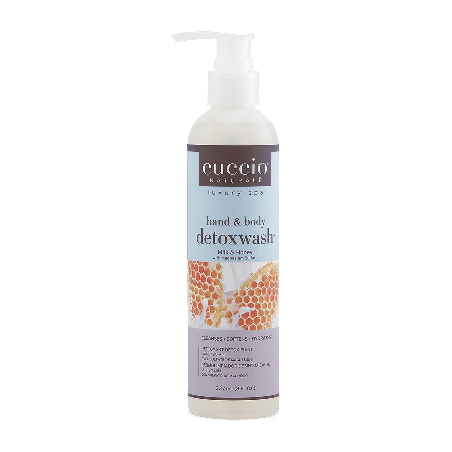 White Smoke Cuccio Naturale Hand and Body Detoxwash Milk and Honey with Magnesium Sulfate 8 fl.oz (Milk and Honey, 8 fl oz)