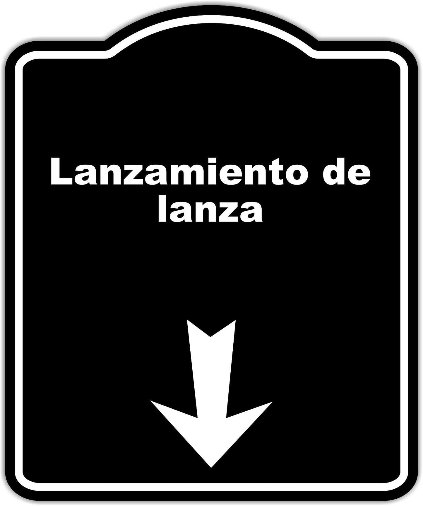 Black Lanzamiento de lanza Spanish Black Sign Arrow Down Aluminum Composite Sign 20 x 24 inches