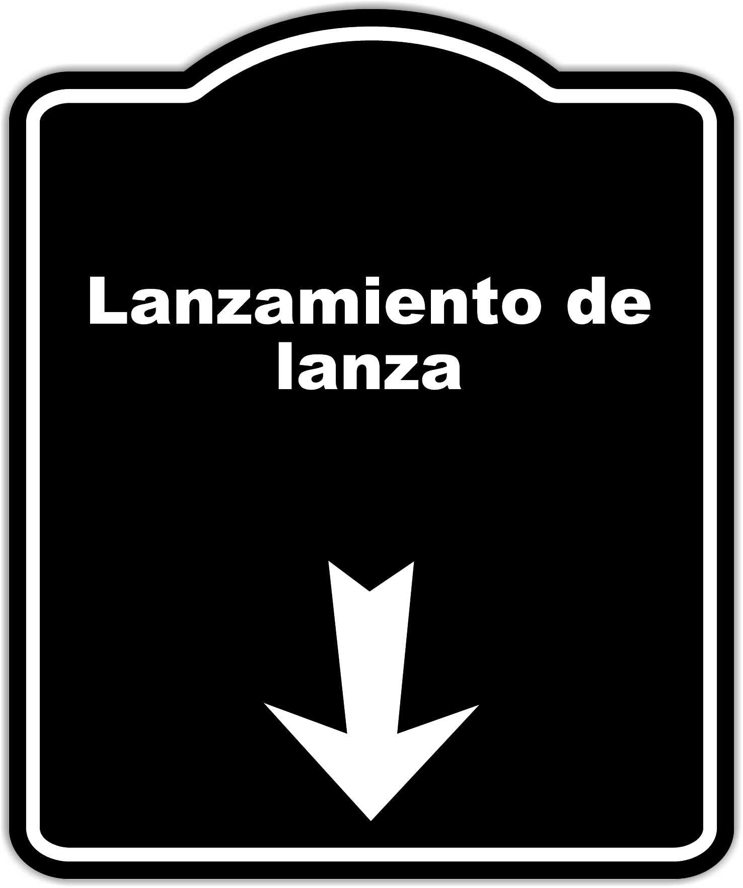 Black Lanzamiento de lanza Spanish Black Sign Arrow Down Aluminum Composite Sign 20 x 24 inches