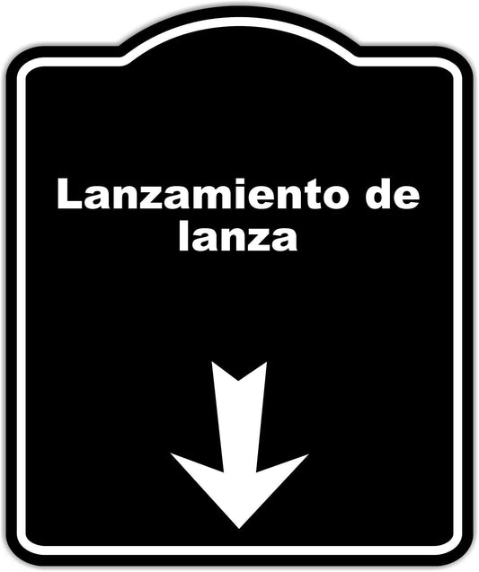 Black Lanzamiento de lanza Spanish Black Sign Arrow Down Aluminum Composite Sign 20 x 24 inches
