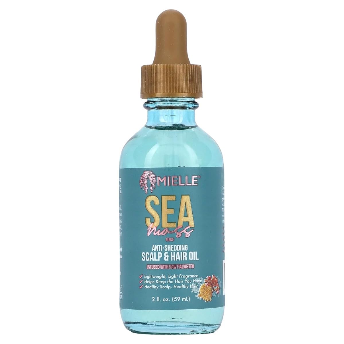 White Smoke Mielle Anti-Shedding Scalp & Hair Oil, Sea Moss, 2 fl oz (59 ml)