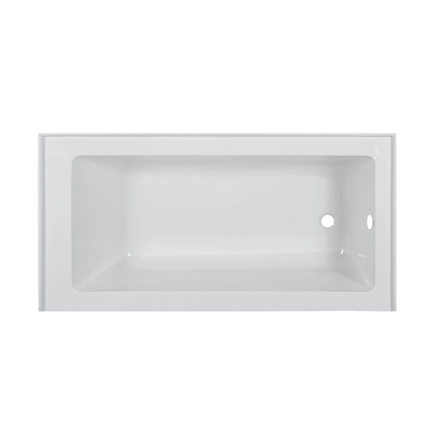 Light Gray Fine Fixtures Acrylic, Fiberglass Alcove Soaking Bathtub with Integral Apron Front in Glossy White - Right Hand Drain, 72" x 32"