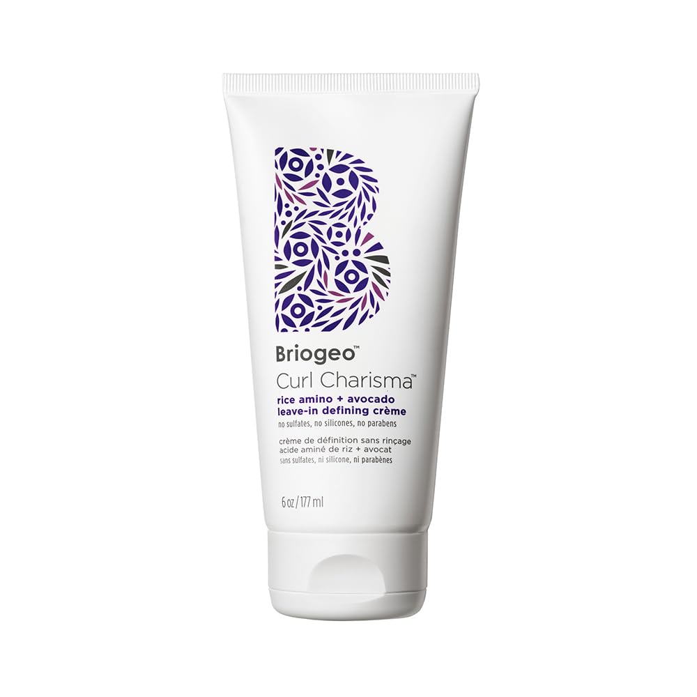 White Smoke Briogeo Curl Charisma Rice Amino + Avocado Leave-In Defining Crème, Anti Frizz Hair Styling Moisturizer, Leave In Cream for Wavy, Curly, Coily Hair, Boosts Hydration, Vegan, Cruelty-Free