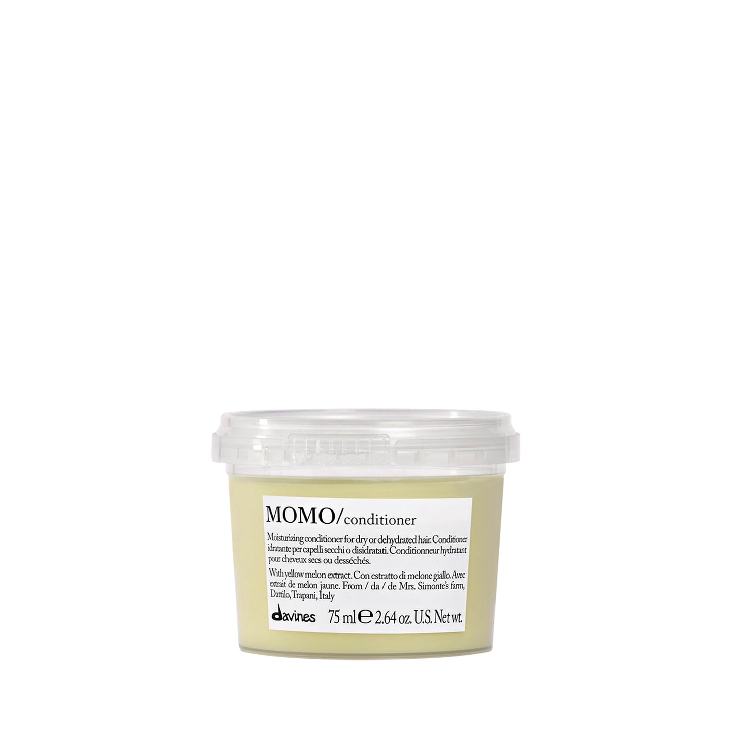 White Smoke Davines MOMO Conditioner, Moisturizing Untangling Formula for Dry and Dehydrated Hair - Promoting Lasting Hydration, Softness, and Shine with Melon Extract, Travel Size, 2.54 Fl Oz