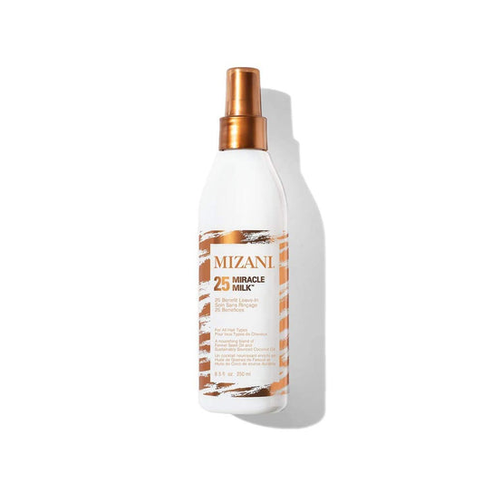 White Smoke Mizani 25 Benefit Miracle Milk - Leave in Conditioner for Curly Hair, With Coconut Oil, Curl Detangler Spray, Anti Frizz Heat Protectant, No Drying Alcohols, Paraben-Free, 8.5 Fl Oz