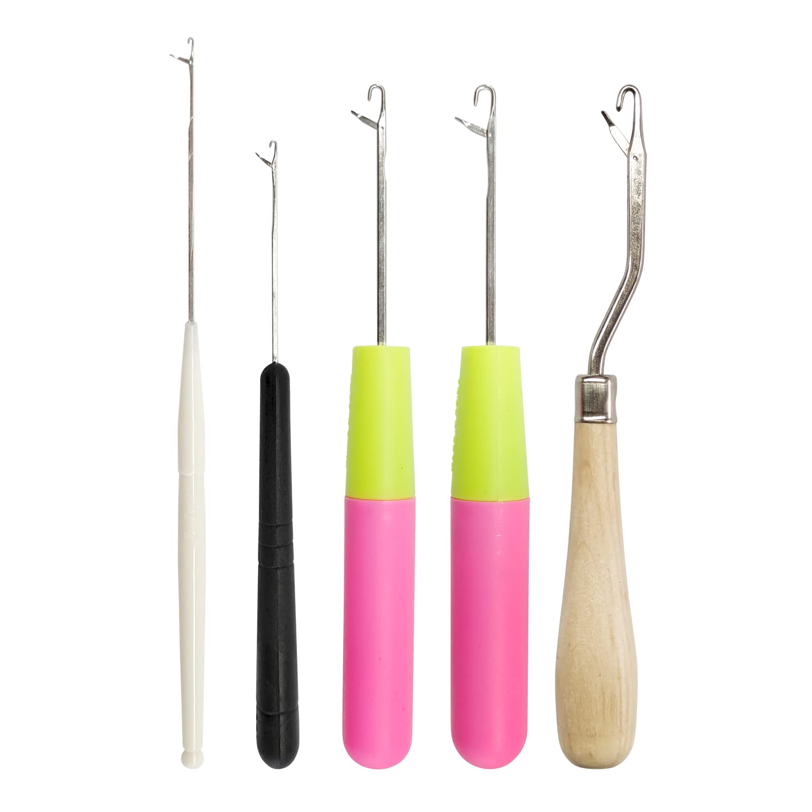 White Smoke 5PCS Latch Hook, Different Sizes Small Crochet Hooks Needle for Hair