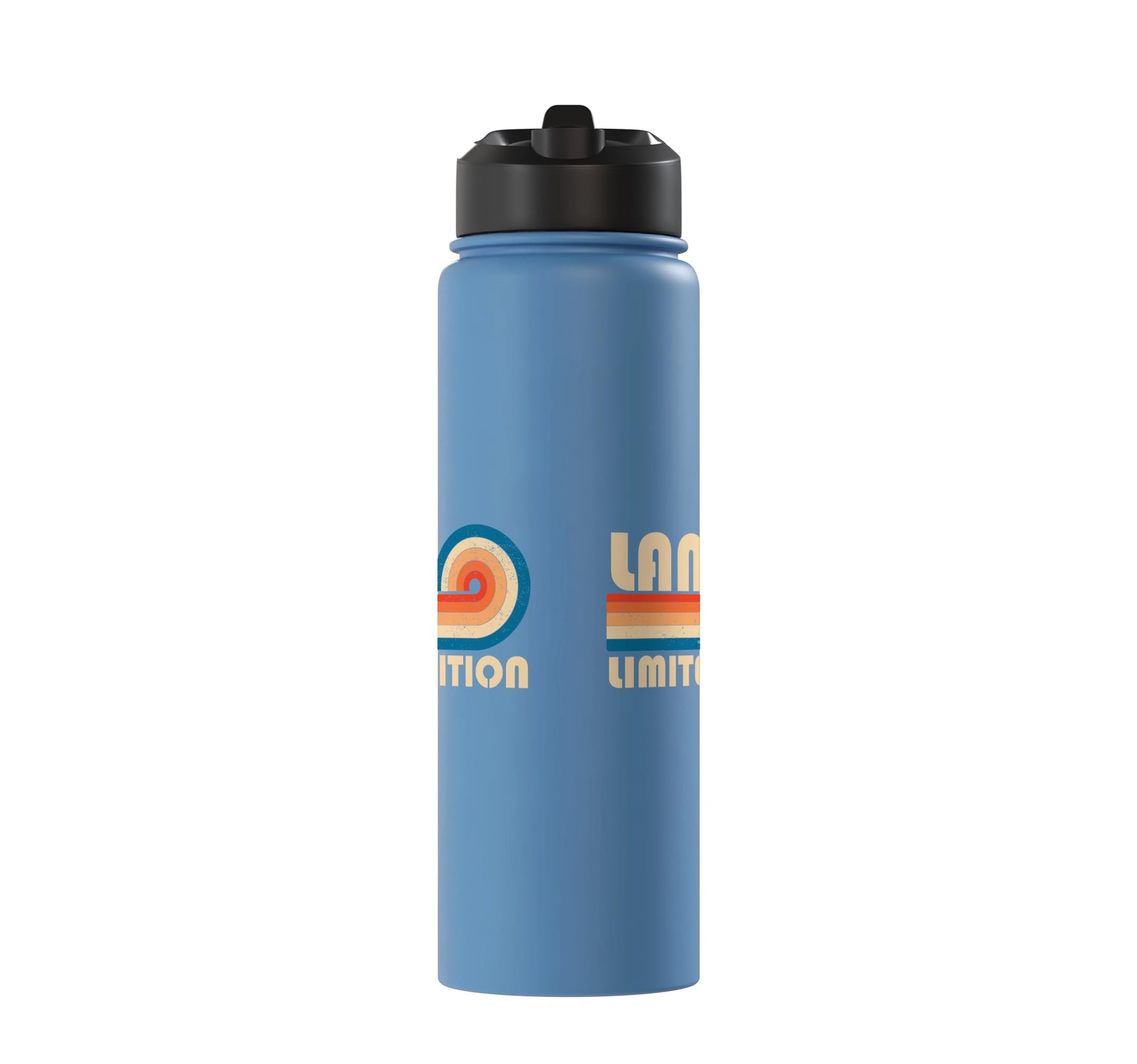 Dark Slate Blue LANZA Retro 70s 80s Sunset Stripe Stainless Steel Insulated Water Bottle