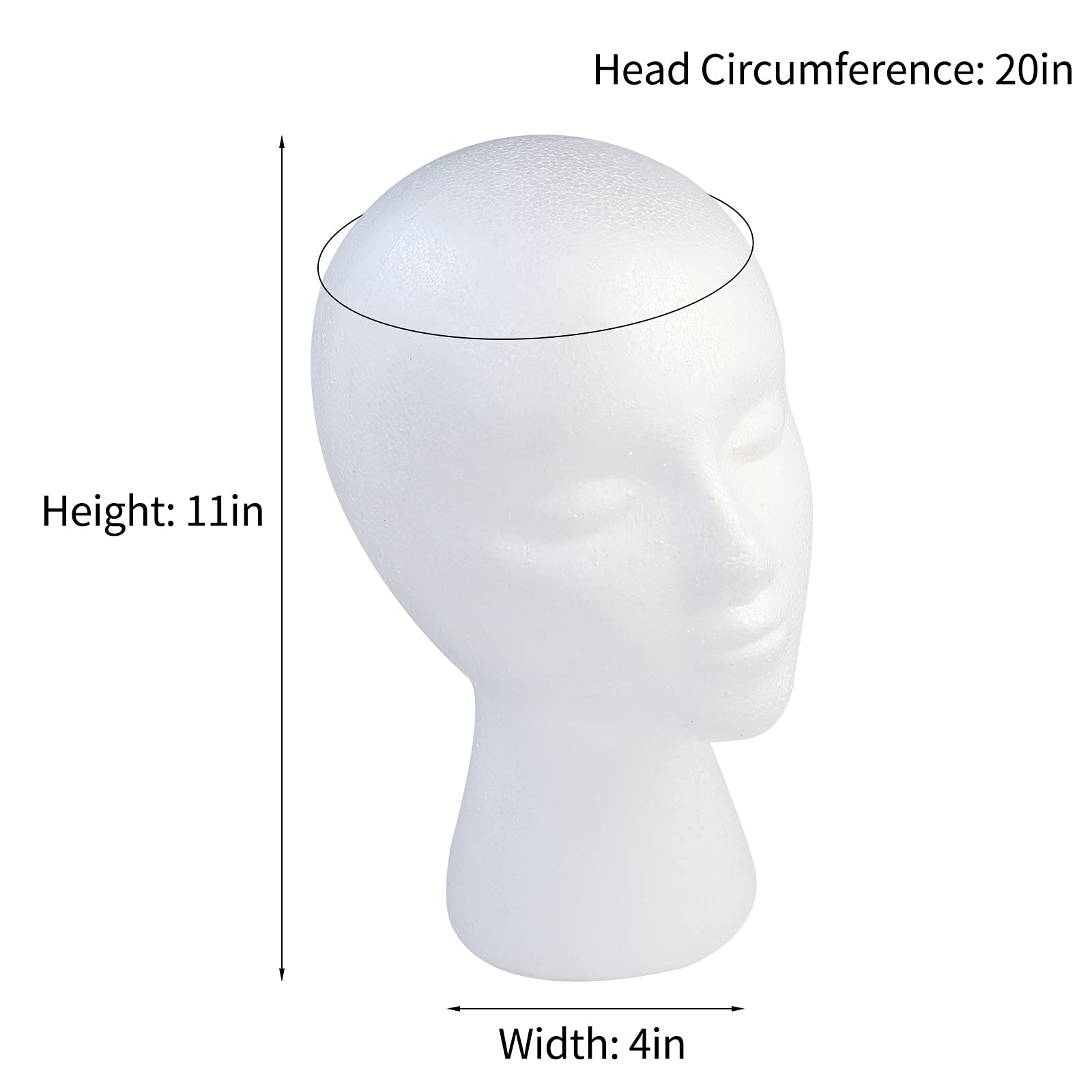White Smoke BALABALA 3 Pack Foam Wig Head Stand, Female Styrofoam Mannequin Head with Long Neck for Wig Display, Hat Holder, Salon & Travel, White Foam Head Model