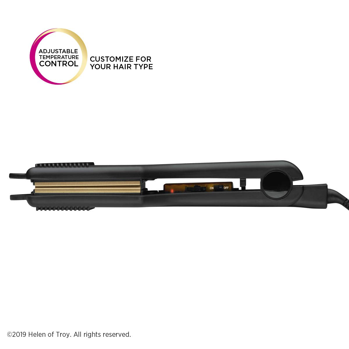 White Smoke Gold N Hot Professional Ceramic 2” Hair Crimper Iron, 2 Inch (Pack of 1)