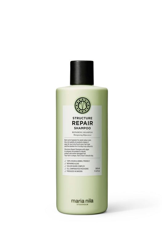 White Smoke Maria Nila Structure Repair, Strengthening & Nourishing Shampoo For Damaged & Chemically Treated Hair, Algae Extract Rebuilds, Revitalizes & Repairs Hair, 100% Vegan & Sulfate/Paraben free, 11.8 Fl Oz
