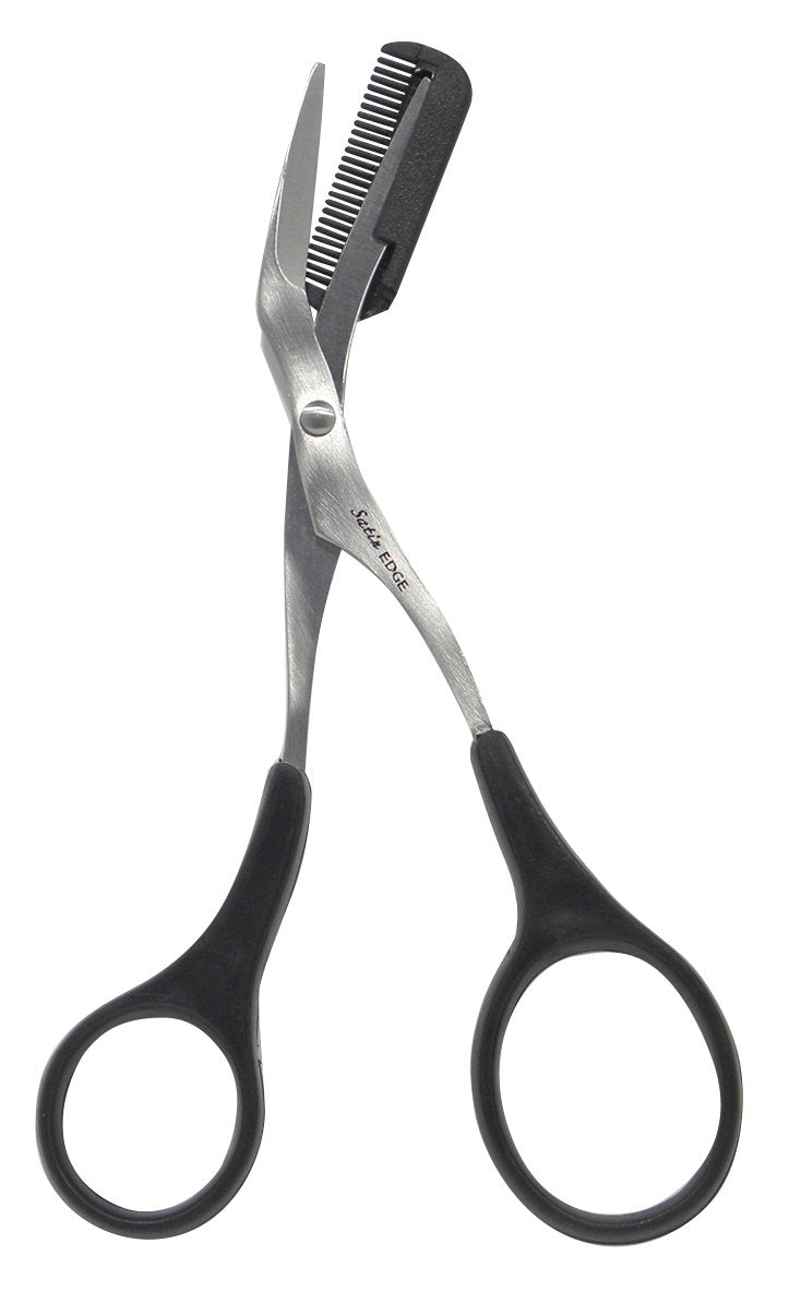 White Smoke Satin Edge Eyebrow Scissor with Comb, 0.28 Ounce