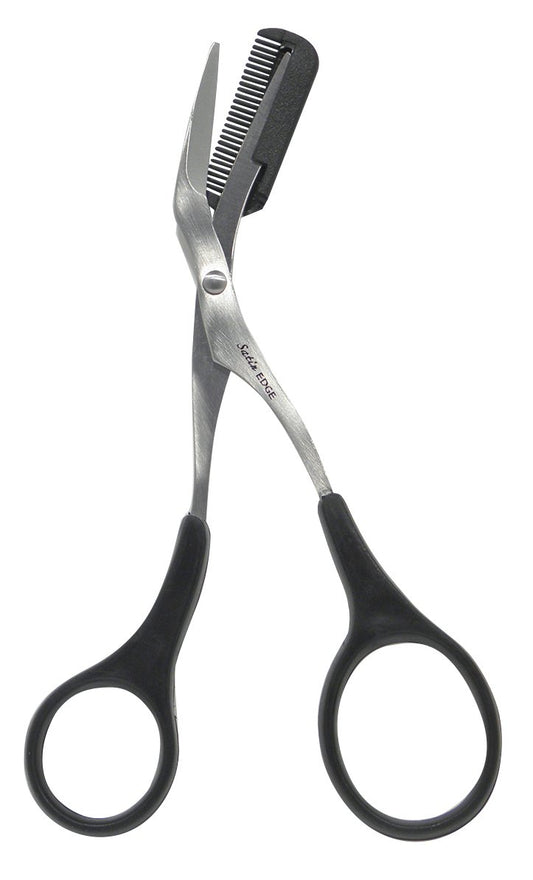 White Smoke Satin Edge Eyebrow Scissor with Comb, 0.28 Ounce