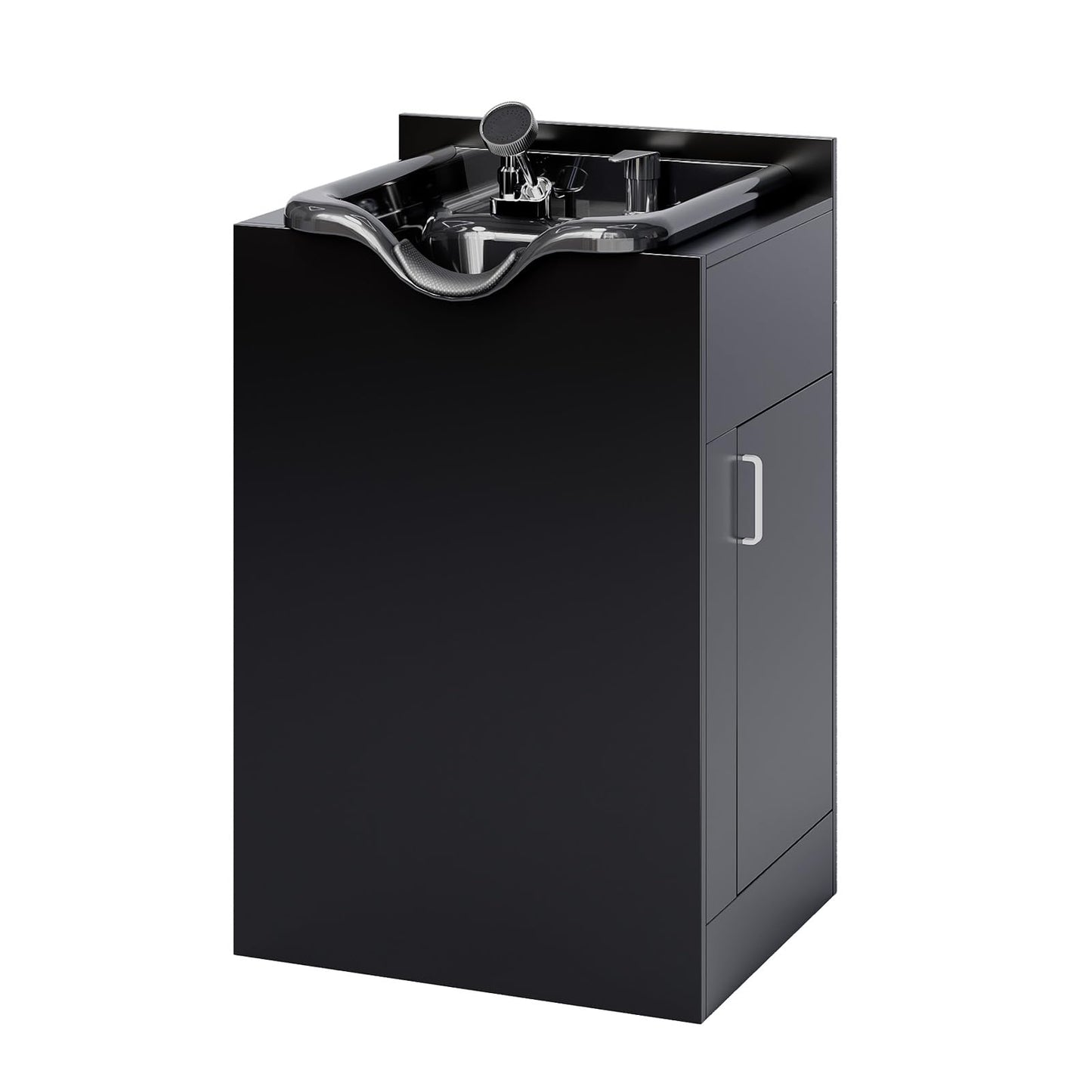 Dark Slate Gray OmySalon Shampoo Bowl with Cabinet, Salon Wet Station with Sprayer Faucet Shampoo Cabinetry, Portable Hair Wash Sink for Beauty Spa Barber