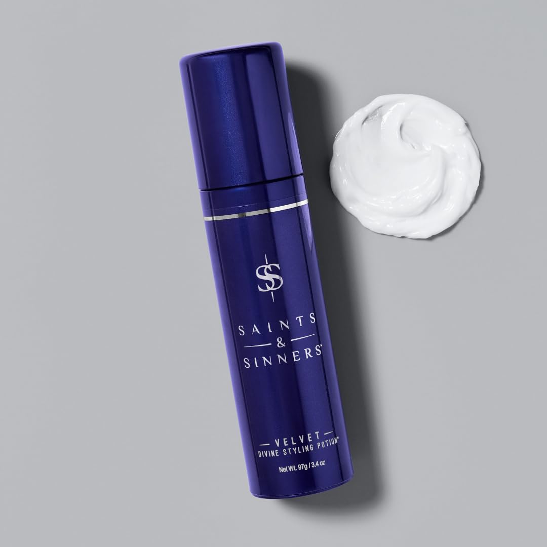 Gray Saints & Sinners Award Winning Velvet Divine Hair Styling Potion, Thermal Protectant, Shine & Defrizzes Hair, Moisturizing Anti-Frizz Hair Cream, Helps Dry Hair, 3.4 oz