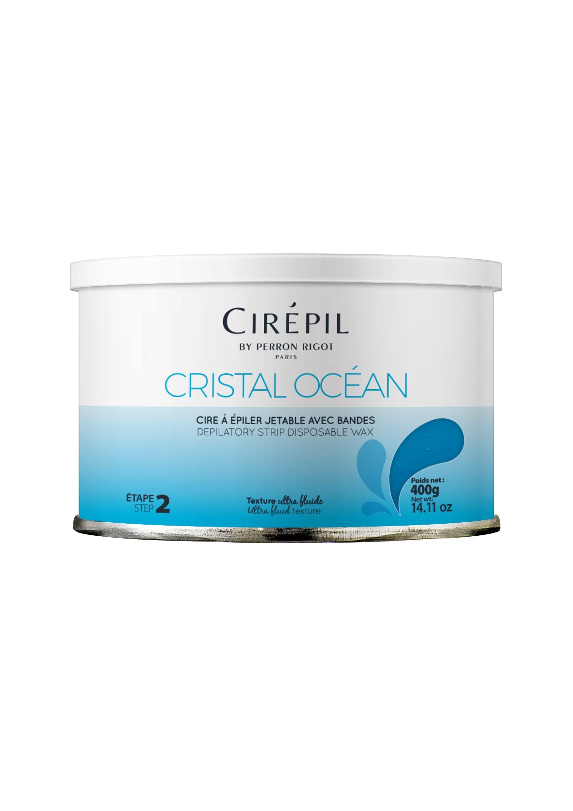 White Smoke Cirepil - Cristal Ocean - 400g / 14.11 oz Soft Wax Tin - Hypoallergenic, Rosin-Free Strip Wax for Sensitive Skin - Unscented Professional Hair Removal Refill for Legs, Arms, and Back
