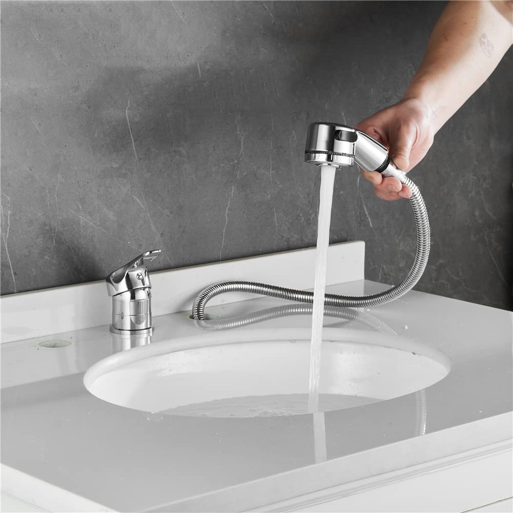 Gray Weirun Salon Shampoo Bowl Sink Basin Faucet Valve with 2 Function Sprayer and Hose for Beauty Shampoo Bed Bowl or Backwash Unit with 3/8 to 1/2 NPT Reducer Adapter