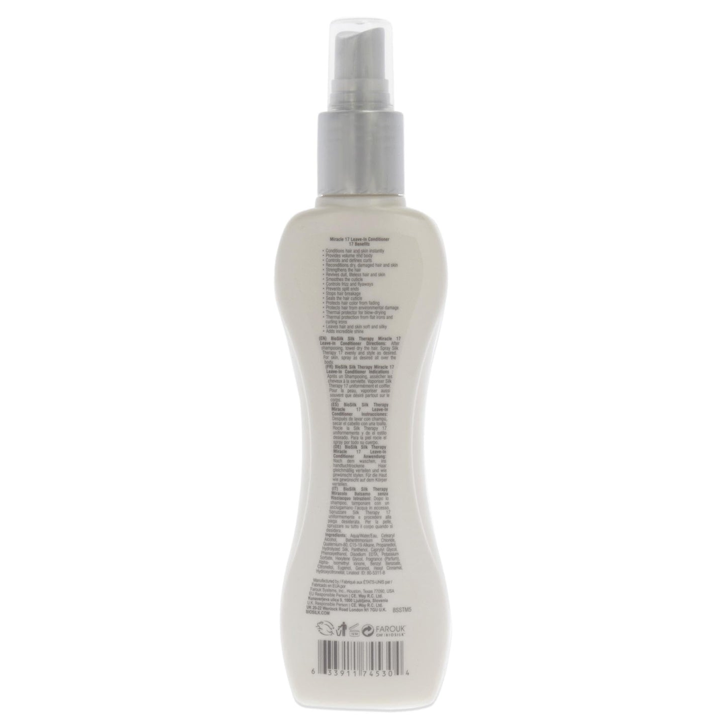 White Smoke Biosilk Silk Therapy 17 Miracle Leave In Conditioner for Unisex, 5.64 Ounce
