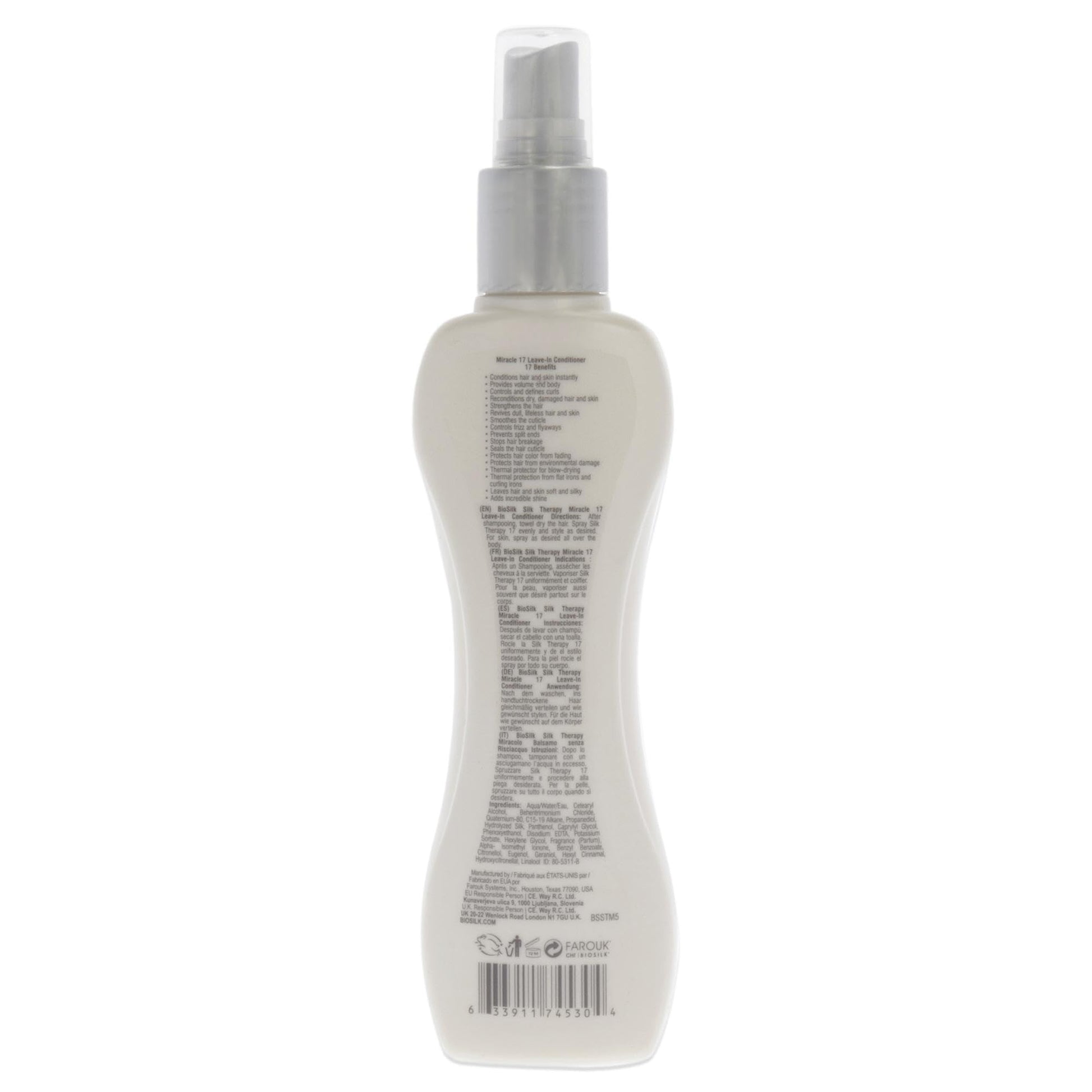 White Smoke Biosilk Silk Therapy 17 Miracle Leave In Conditioner for Unisex, 5.64 Ounce