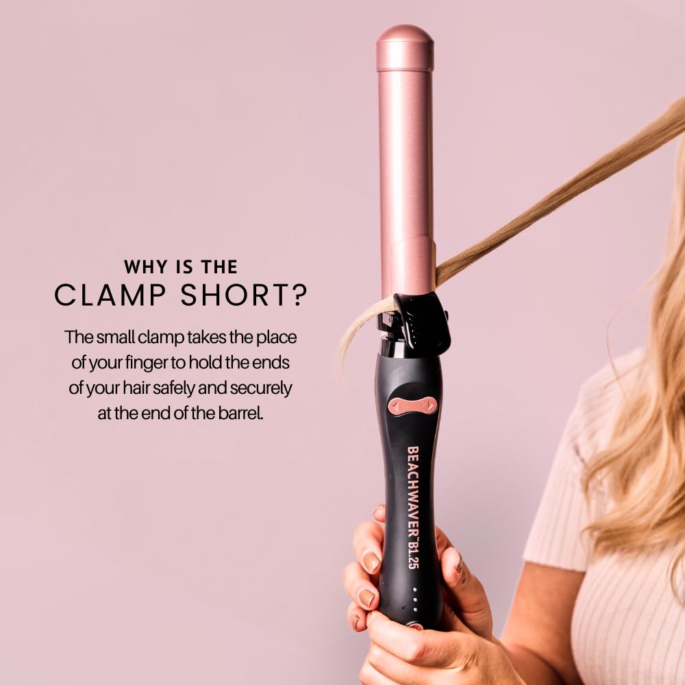 Thistle The Beachwaver Co. Beachwaver S1.25 Rotating Curling Iron - White | Automatic 1.25 Inch Ceramic Curling Iron | Auto-Shut Off, Home Button, Travel-Friendly, Dual Voltage | S-Series (DV1138BX)