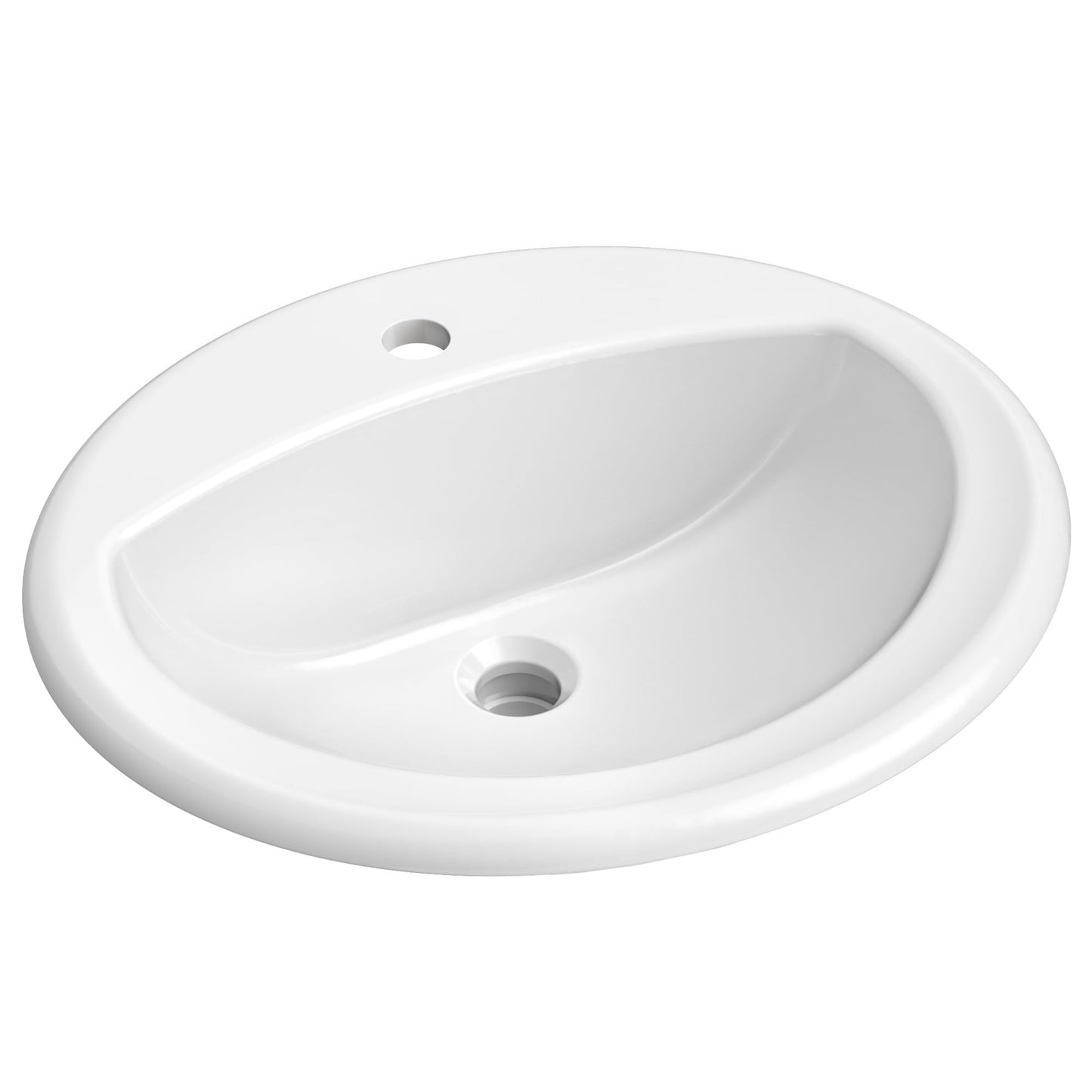 Lavender KRAUS Elavo 20.5 in. Oval Porcelain Ceramic Self-Rimming Drop In Bathroom Sink in White with Overflow Drain, KCT-100