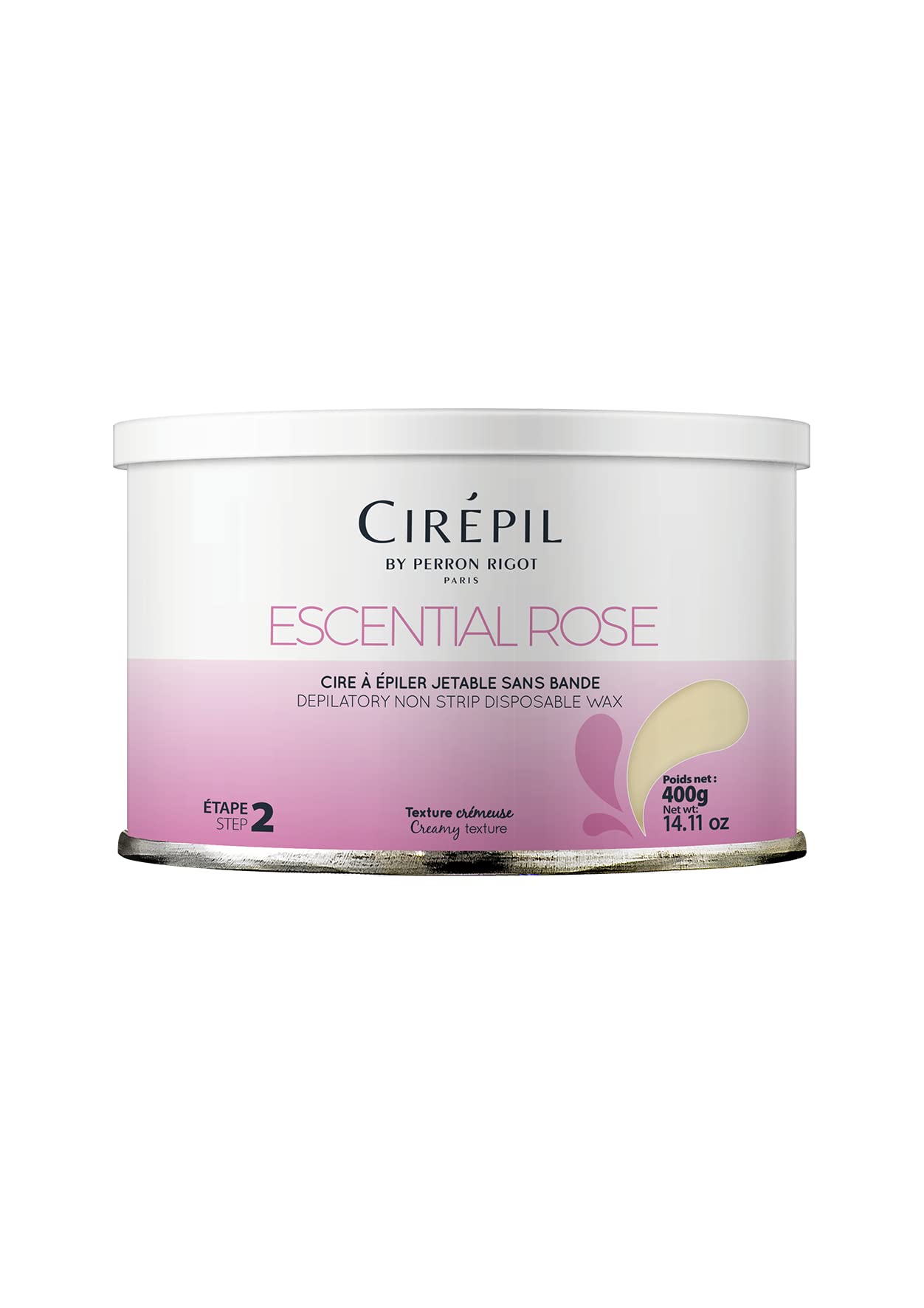 Lavender Cirepil - Escential Rose - 400g / 14.11 oz Hard Wax Tin - Creamy Stripless Wax for Sensitive Areas - Effective on Short & Shaved Hair - Professional Body & Bikini Depilatory Refill