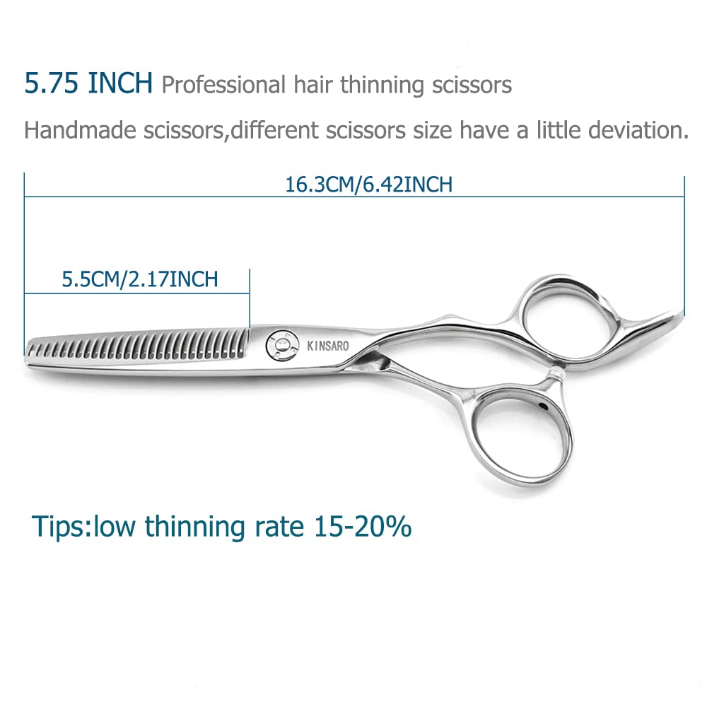 White Smoke Hair Thinning Scissors 5.75 Inch Hair Shears Professional Barber Scissors Sharp Hair Thinning Shears Convex Razor Edge 440c KINSARO for Hairdresser Barbershop or Home Use