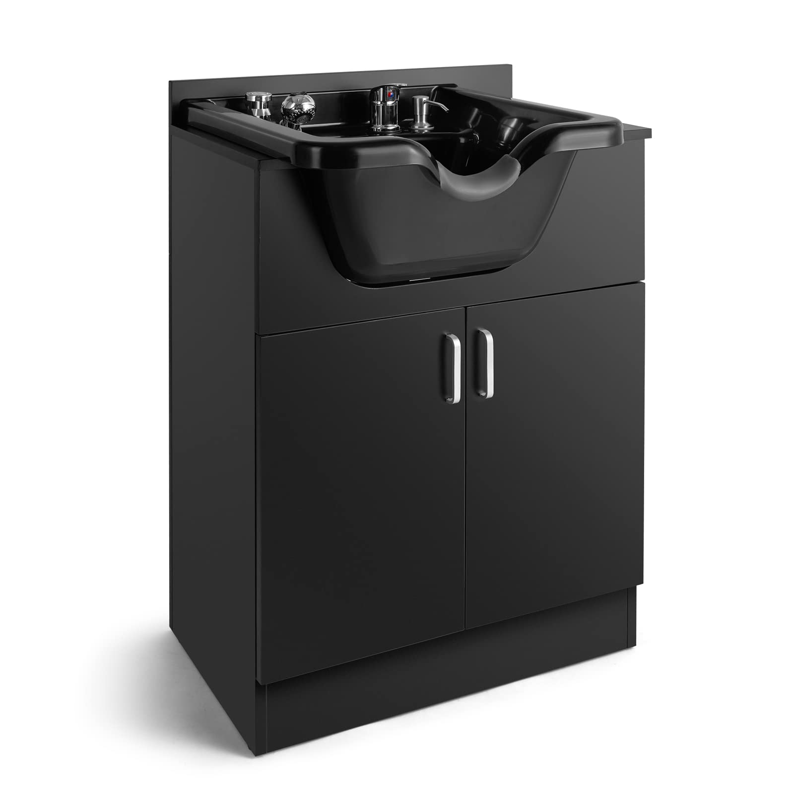 Dark Slate Gray Artist hand Shampoo Backwash Sink Station with Shampoo Bowl Shampoo Station, Backwash Sink Chair Spa Salon Beauty Equipment, Used with Barber Chair and Shampoo Chair(Black)