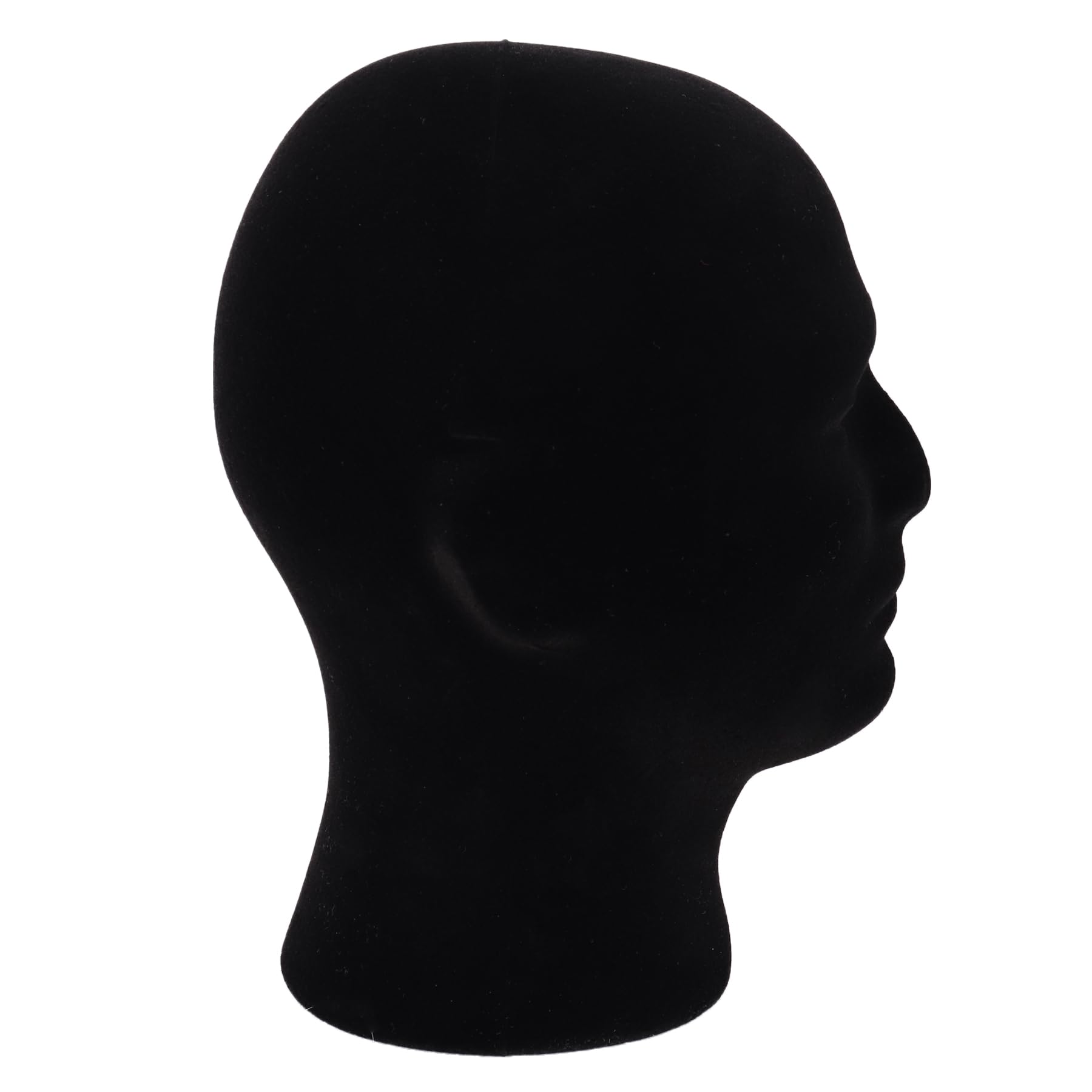 Black MapofBeauty Black Velvet Foam Mannequin Head Male Display Stand Styrofoam Wig Head (Black)