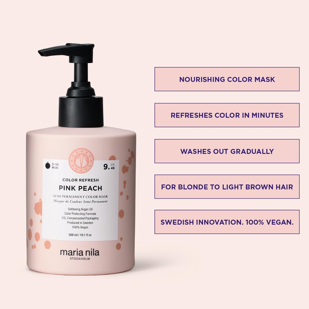 Misty Rose Maria Nila Color Refresh, Pink Peach 10.1 Fl Oz, Warm Pink-peach tone Hair Mask, Semi-Permanent Pigments, 100% Vegan & Sulfate/Paraben free