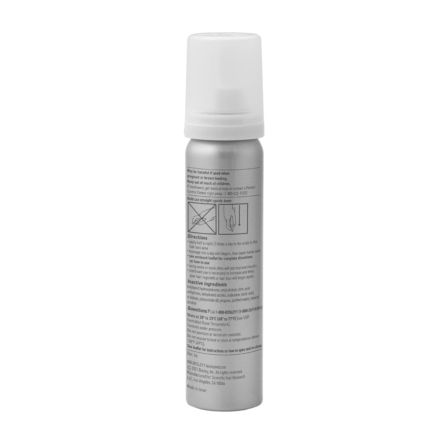 Dark Gray BosleyMD Minoxidil Foam, Extra Strength Thinning Treatment for Hair Loss and Hair Regrowth for Men, Women 5% Topical Solution, Foam/Mousse, 1-month supply, 2 oz.