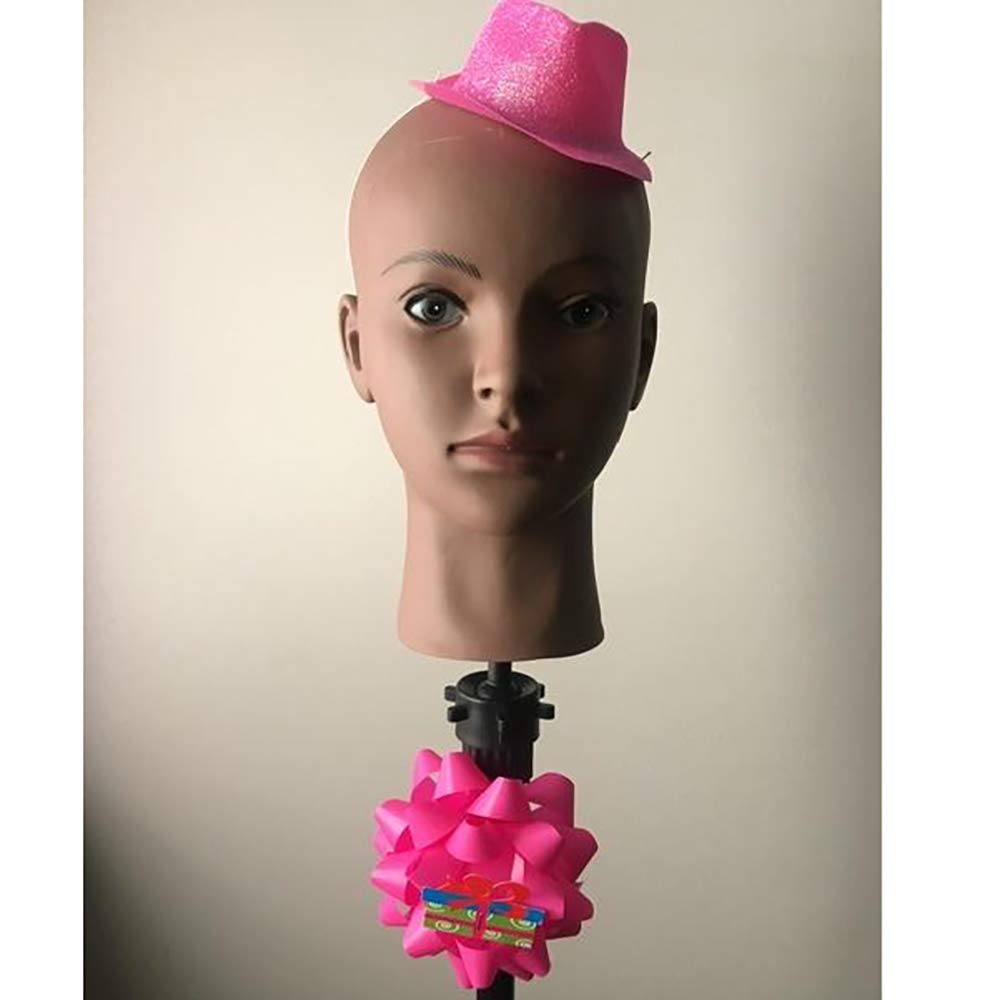 Light Gray Hedume Afro American Mannequin Head with Clamp, Bald Manikin head, Mannequin Head for Wigs, Hat, Glasses Display