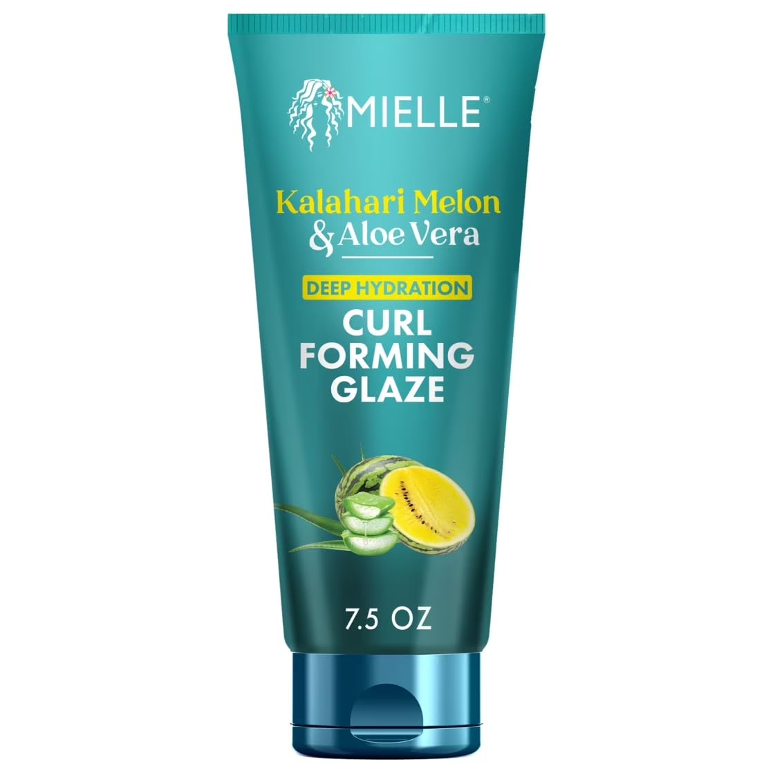White Smoke Mielle Organics Curl Forming Glaze - Kalahari Melon & Aloe Vera Deep Hydration Styling Gel for Dry, Curly and Textured Hair - Enhances Curl Definition with Long-Lasting Hold & Shine, 7.5 Ounce